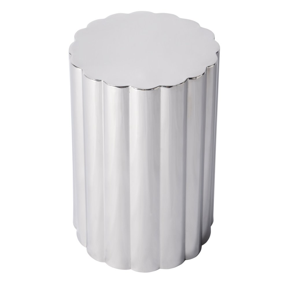 Silver Stainless Steel Block End Table - 18-inch