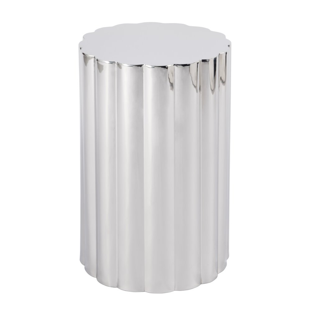 Silver Stainless Steel Block End Table - 18-inch