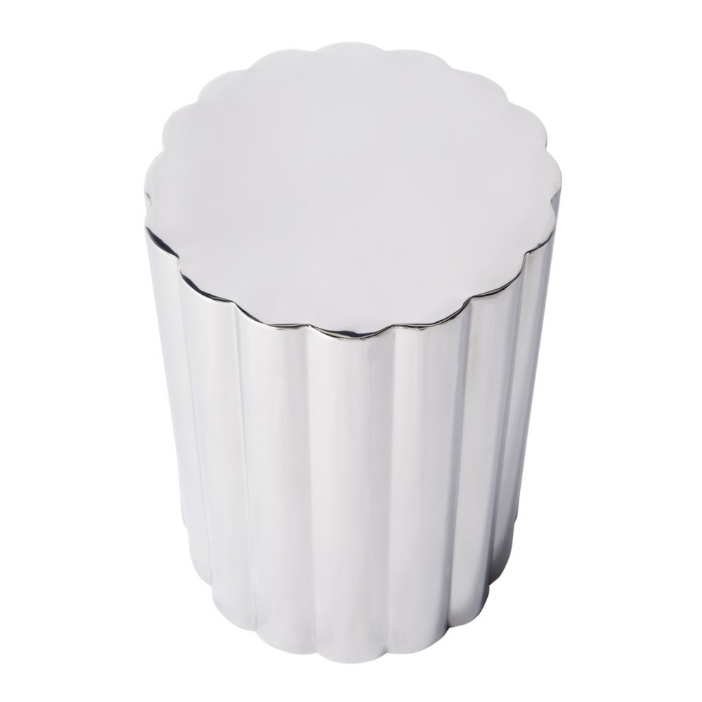Silver Stainless Steel Block End Table - 18-inch