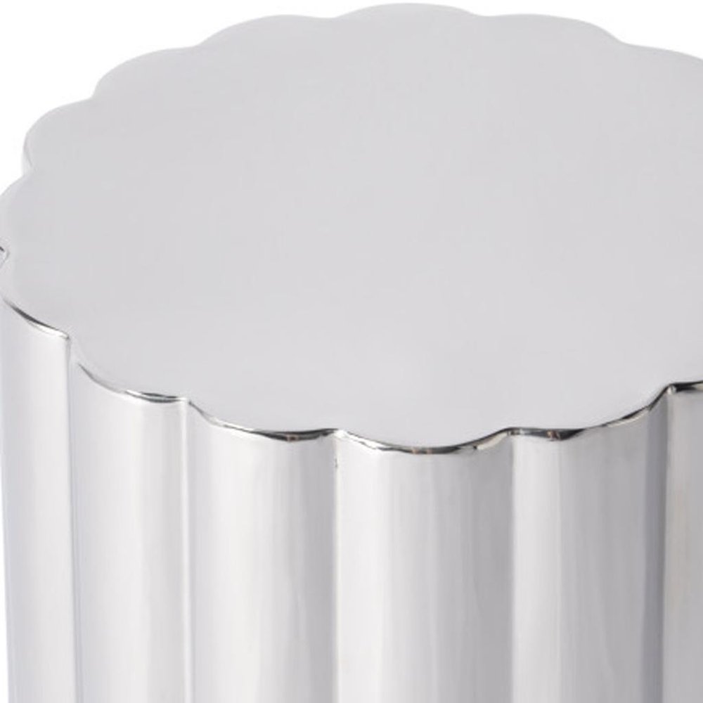 Silver Stainless Steel Block End Table - 18-inch