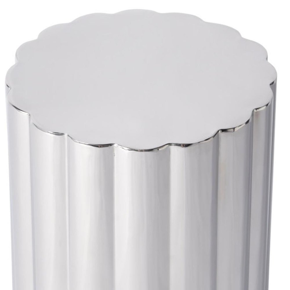 Silver Stainless Steel Block End Table - 18-inch