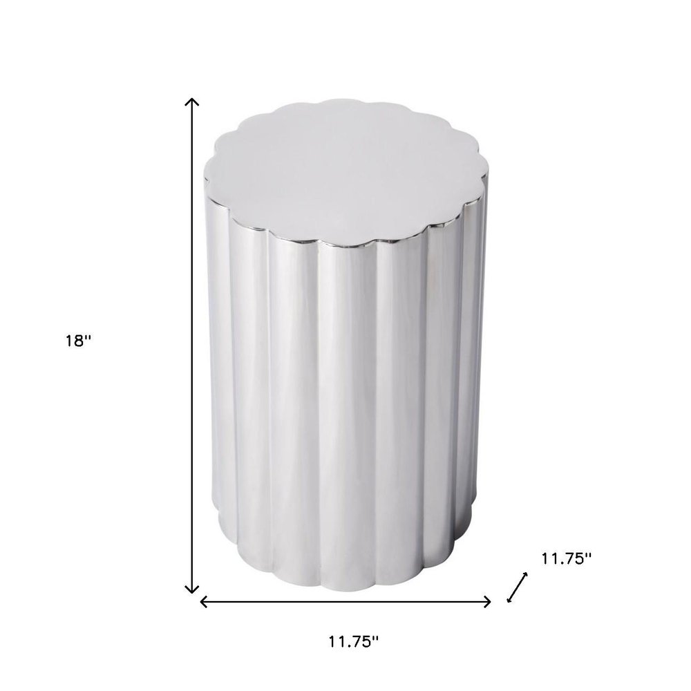 Silver Stainless Steel Block End Table - 18-inch