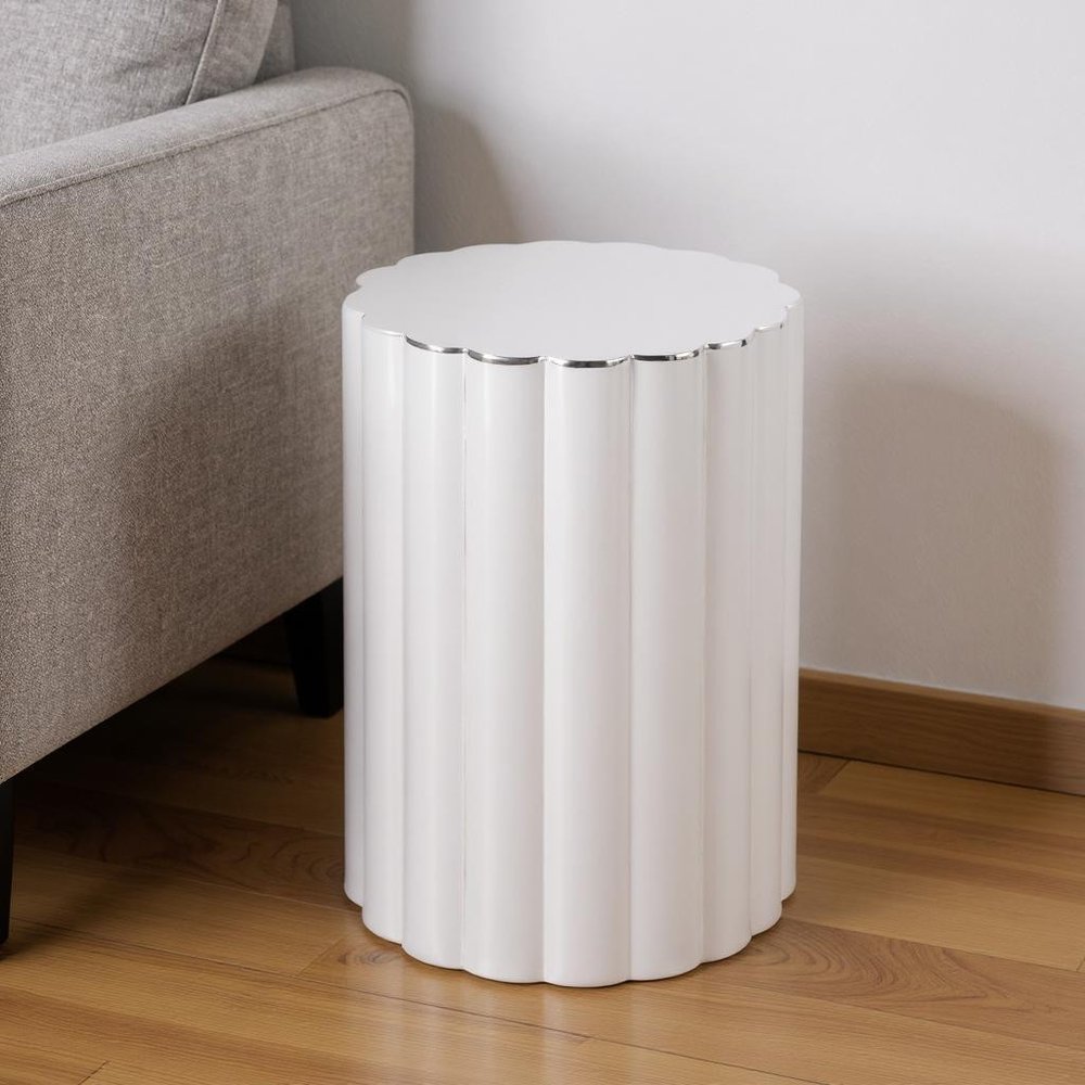Silver Stainless Steel Block End Table - 18-inch