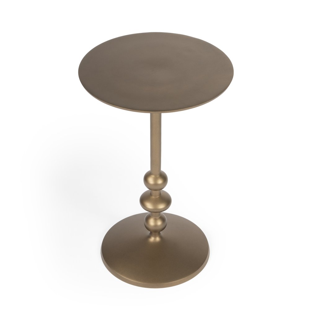 Bronze Aluminum Round Drink Size Pedestal End Table - 19-inch