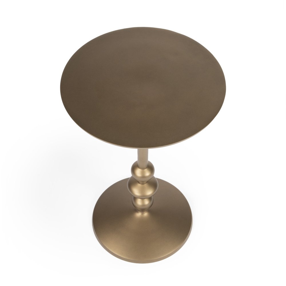 Bronze Aluminum Round Drink Size Pedestal End Table - 19-inch
