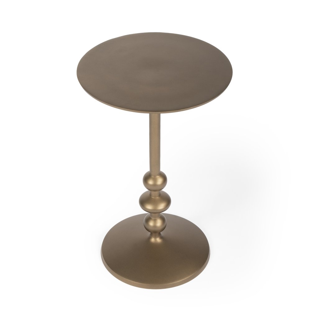 Bronze Aluminum Round Drink Size Pedestal End Table - 19-inch