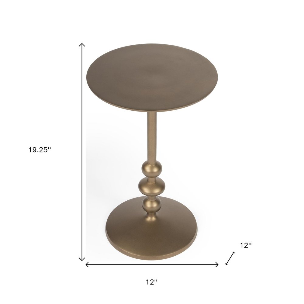 Bronze Aluminum Round Drink Size Pedestal End Table - 19-inch