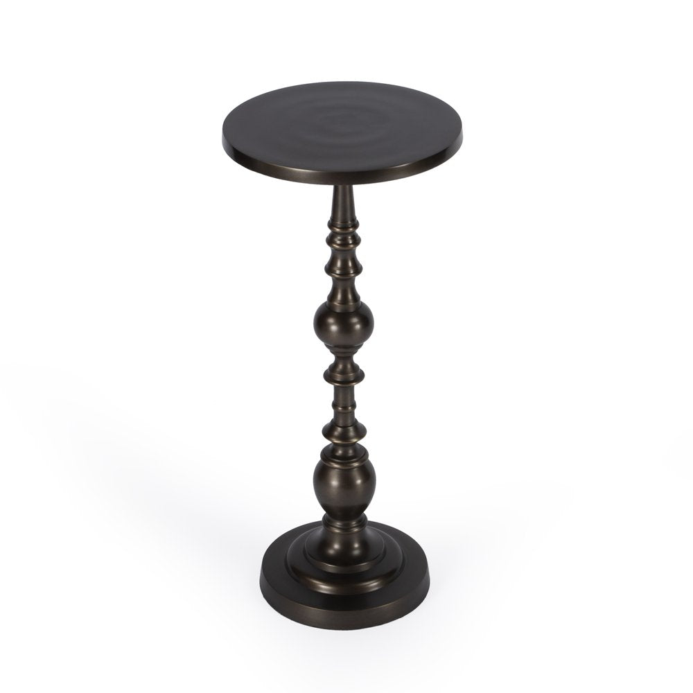 Bronze Metal Round Pedestal End Table - 23-inch