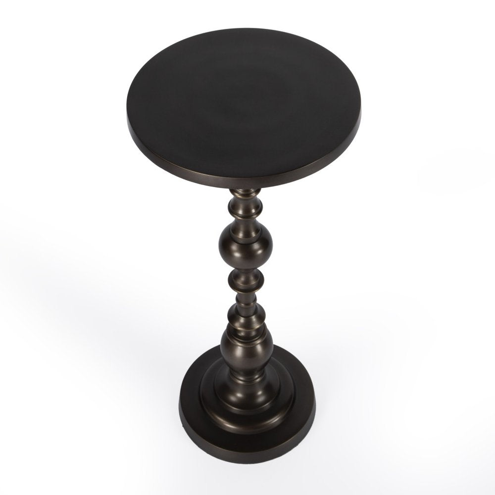 Bronze Metal Round Pedestal End Table - 23-inch