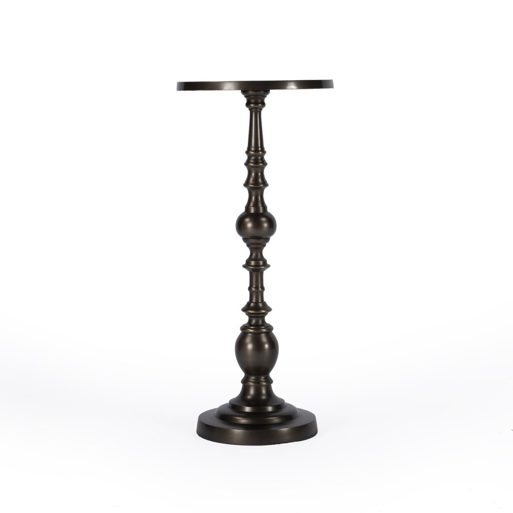 Bronze Metal Round Pedestal End Table - 23-inch