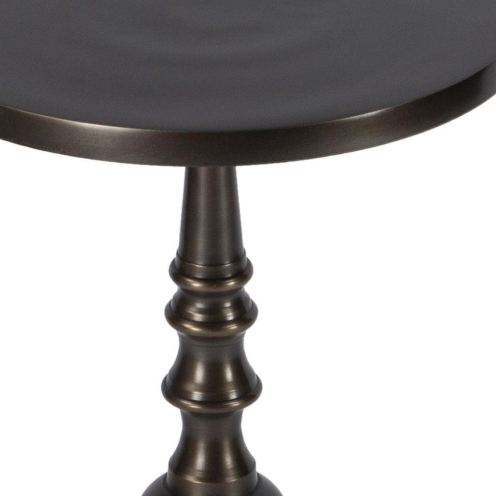 Bronze Metal Round Pedestal End Table - 23-inch