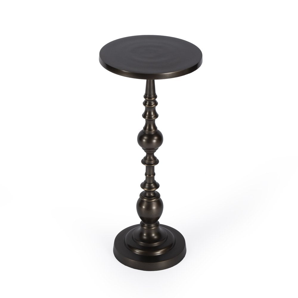 Bronze Metal Round Pedestal End Table - 23-inch