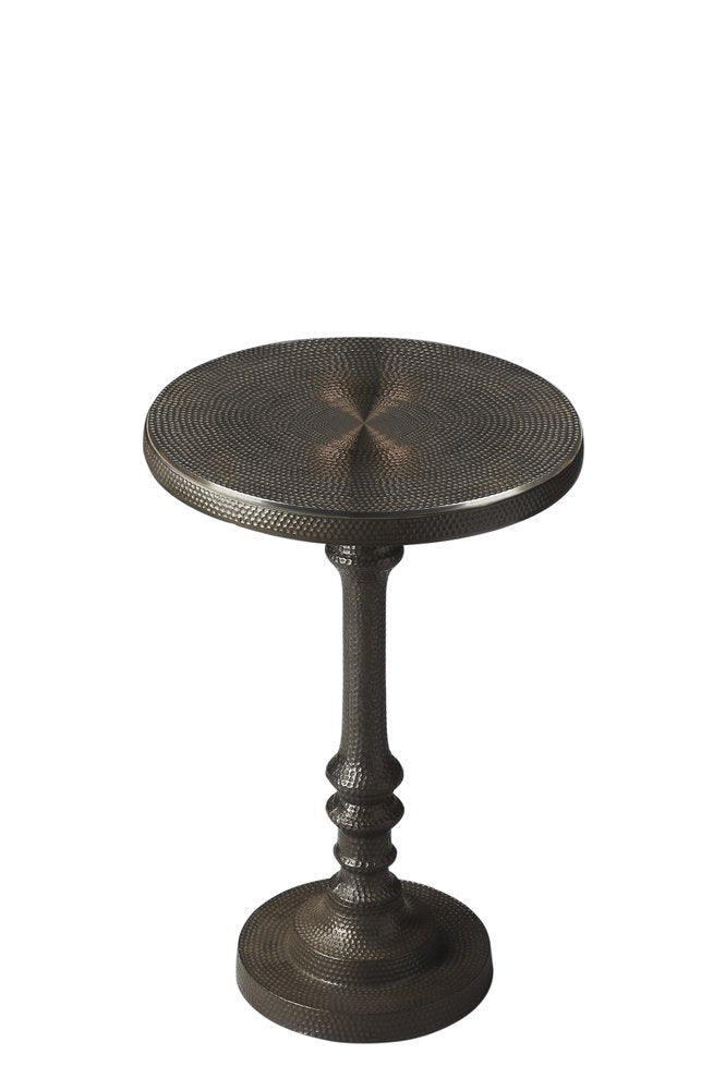 Bronze Metal Round Pedestal End Table - 24-inch