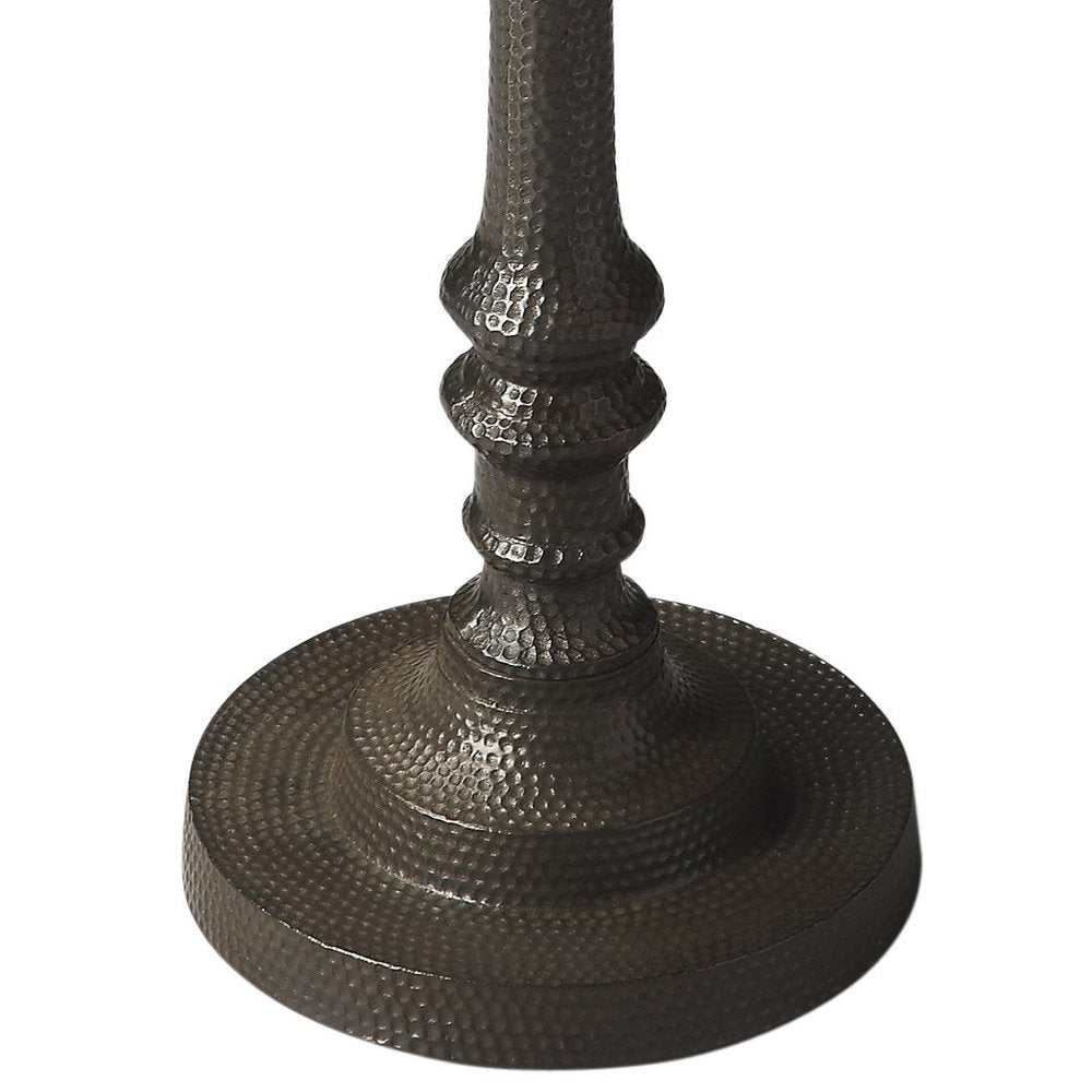 Bronze Metal Round Pedestal End Table - 24-inch