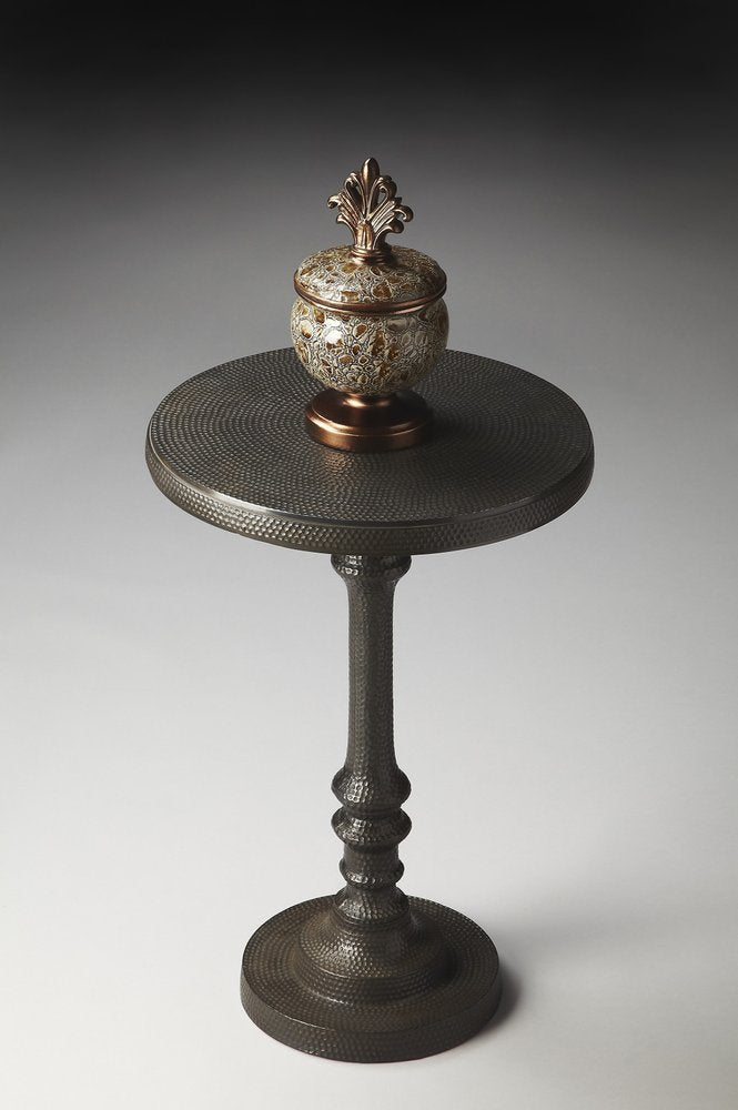 Bronze Metal Round Pedestal End Table - 24-inch