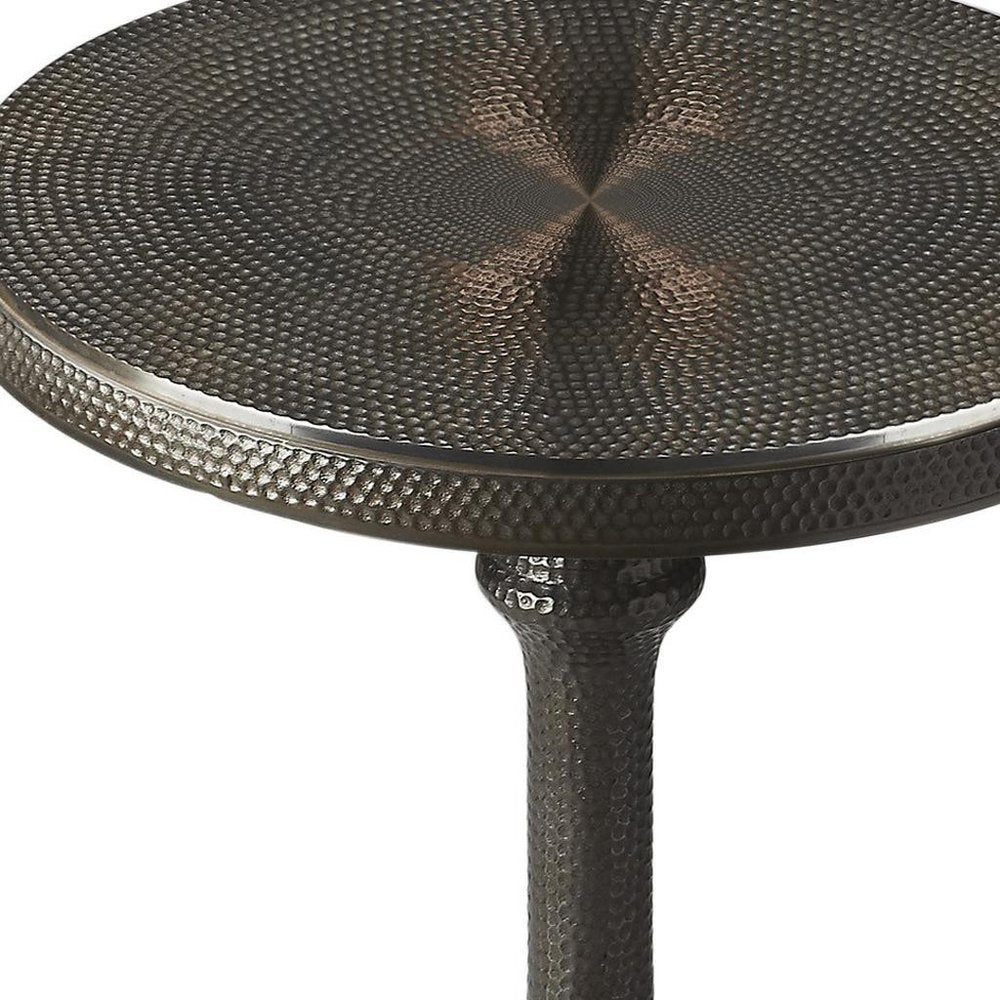 Bronze Metal Round Pedestal End Table - 24-inch