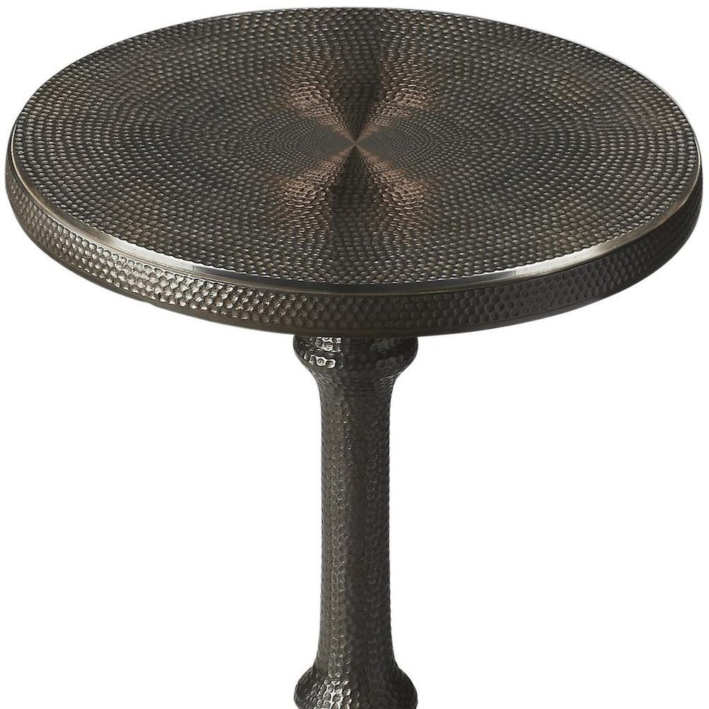 Bronze Metal Round Pedestal End Table - 24-inch