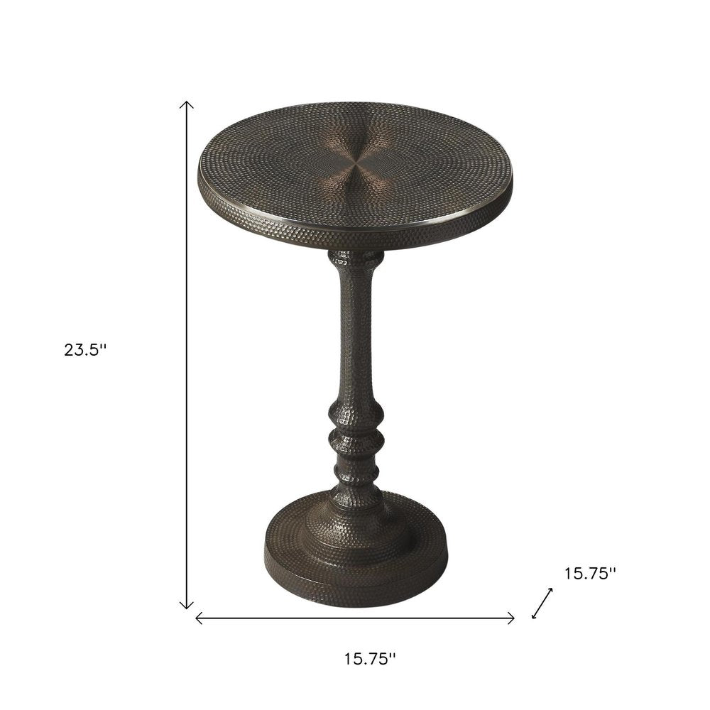 Bronze Metal Round Pedestal End Table - 24-inch