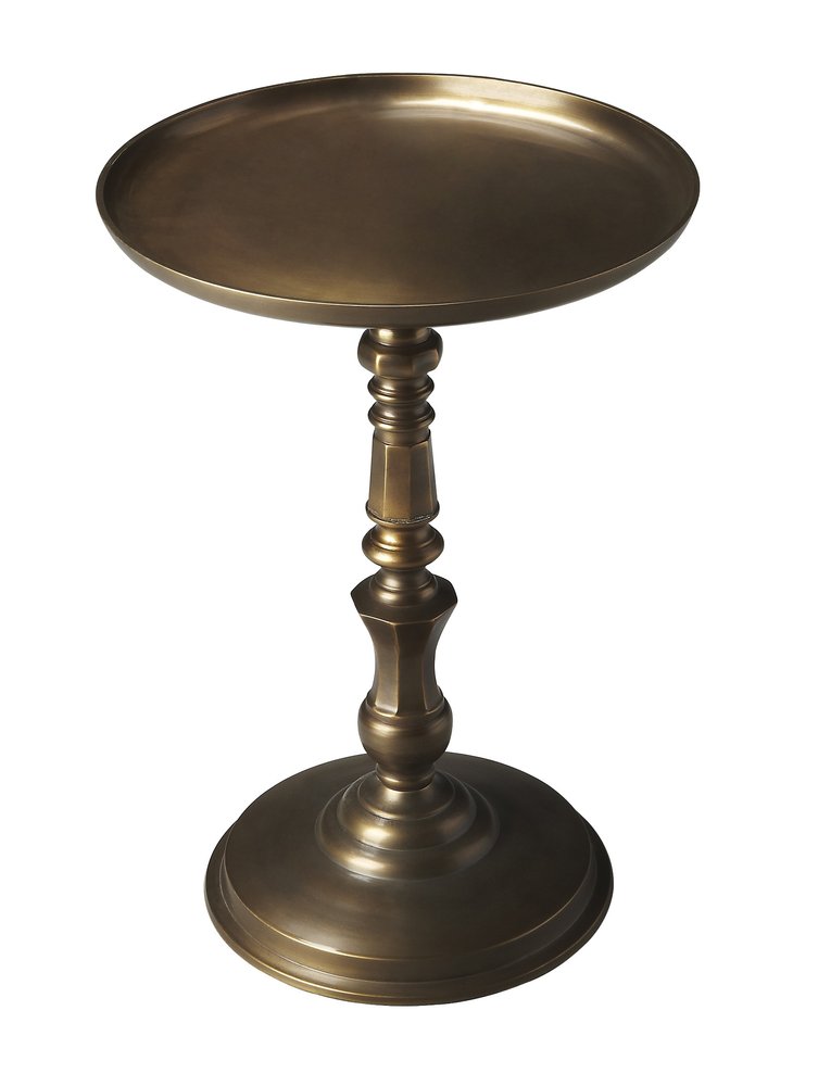 Bronze Metal Round Pedestal End Table - 24-inch
