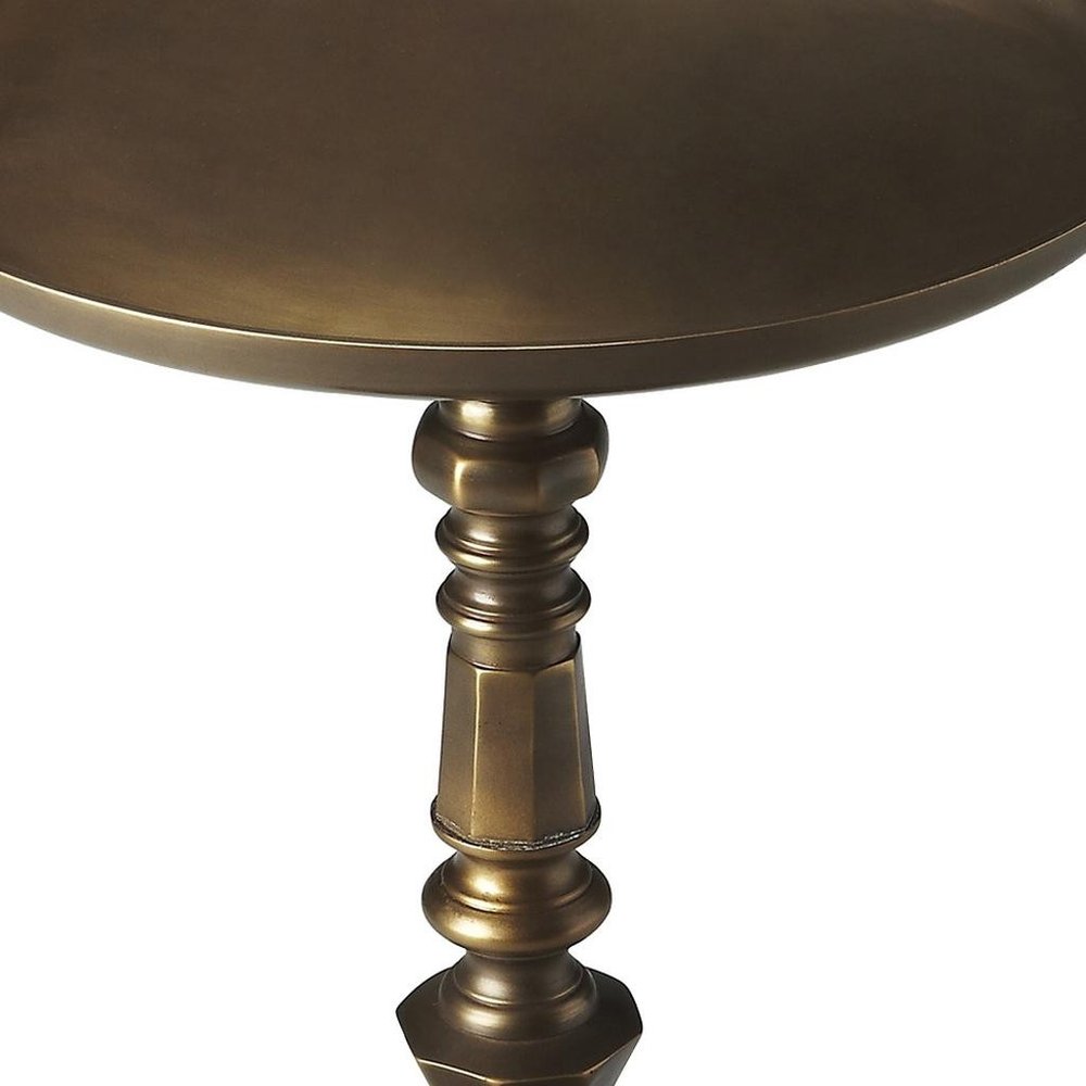 Bronze Metal Round Pedestal End Table - 24-inch