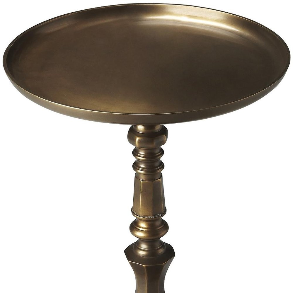 Bronze Metal Round Pedestal End Table - 24-inch
