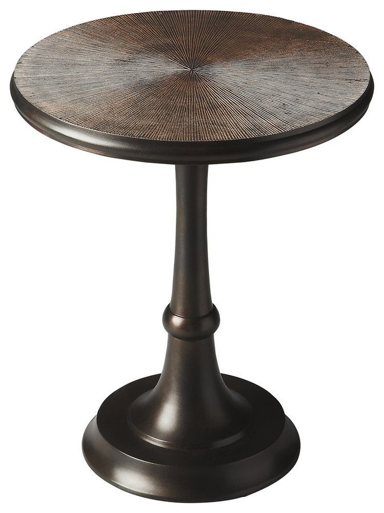 Bronze Metal Round Pedestal End Table - 22-inch