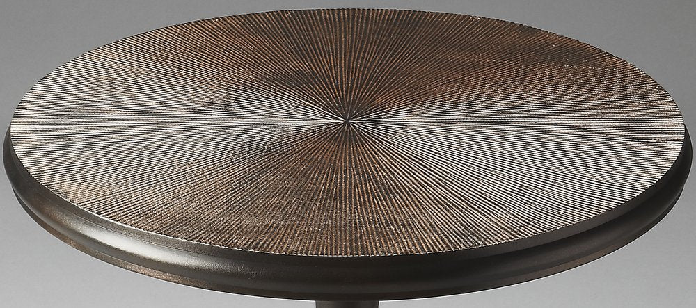 Bronze Metal Round Pedestal End Table - 22-inch