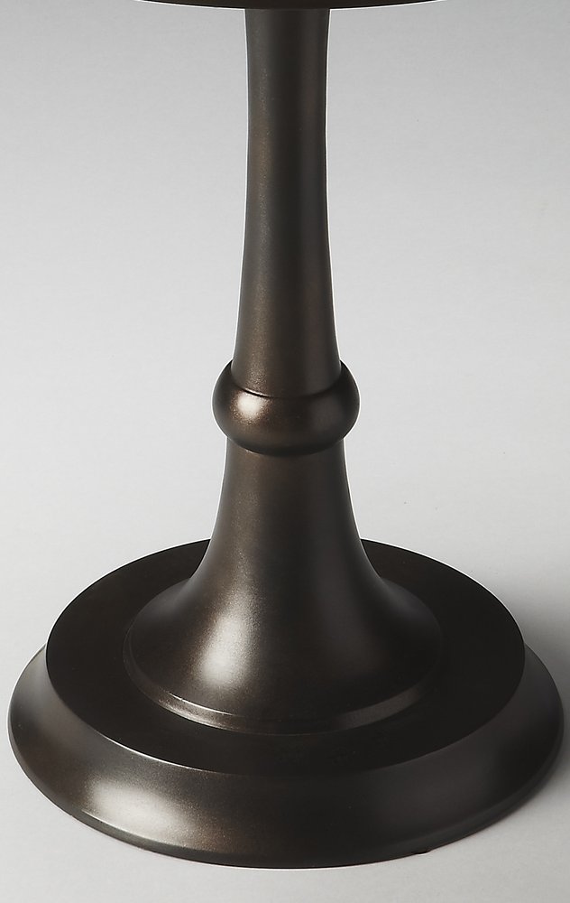 Bronze Metal Round Pedestal End Table - 22-inch