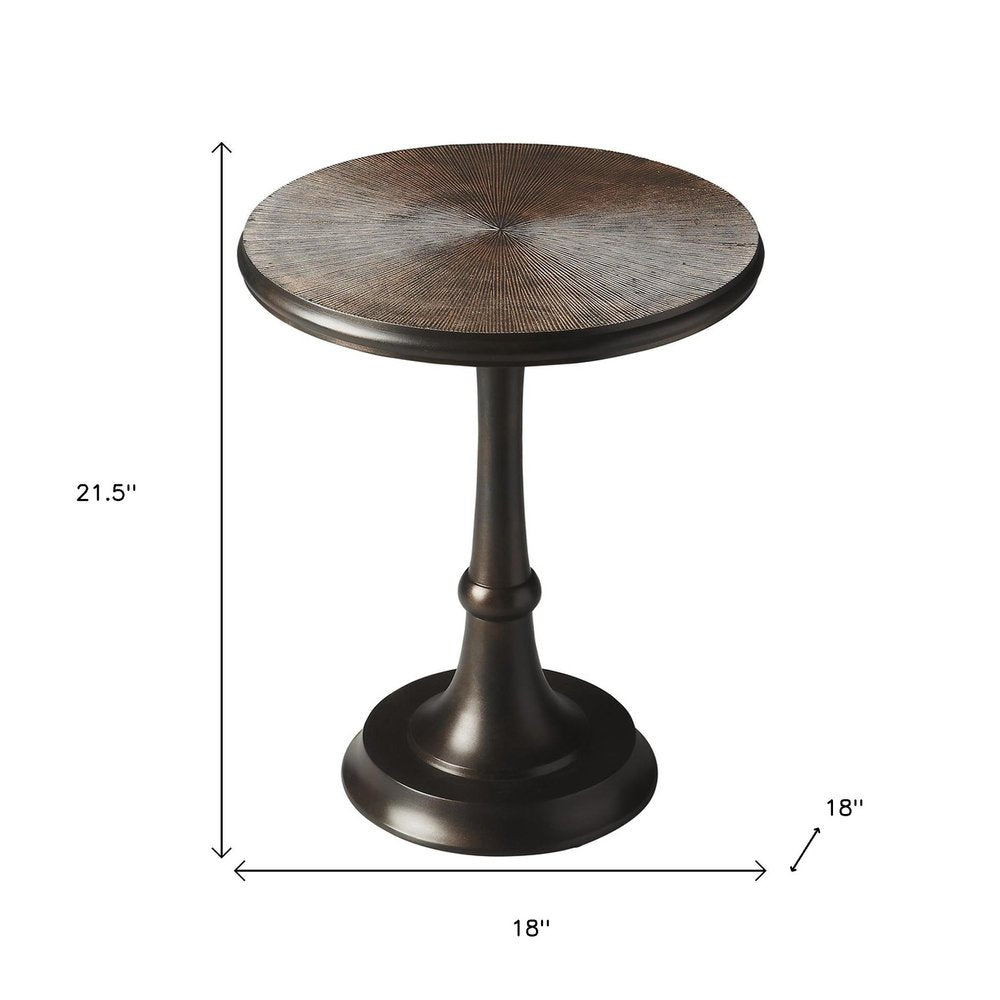 Bronze Metal Round Pedestal End Table - 22-inch