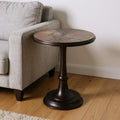 Bronze Metal Round Pedestal End Table - 22-inch