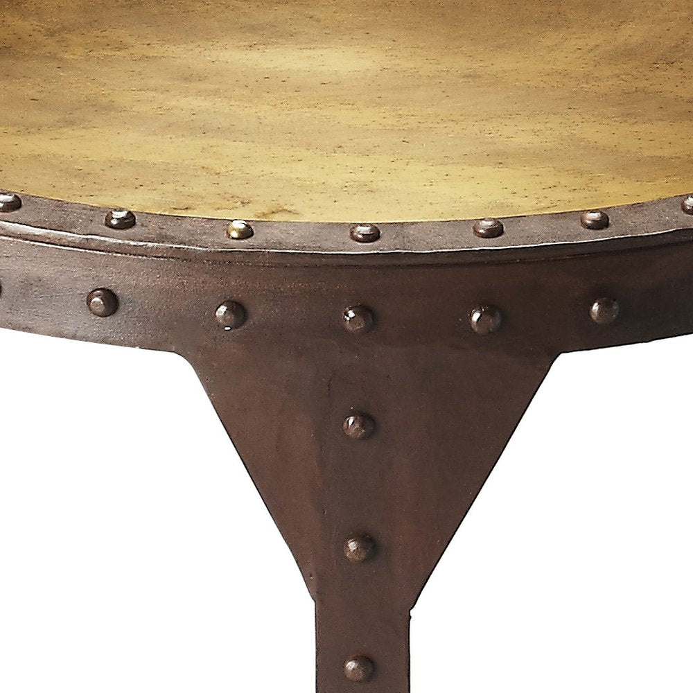 Copper and Bronze Metal Round Pedestal End Table - 24-inch