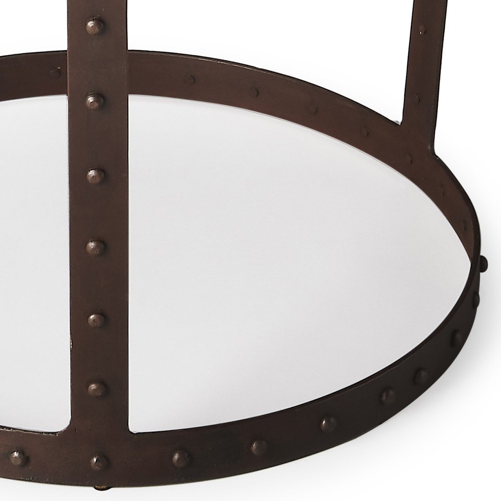 Copper and Bronze Metal Round Pedestal End Table - 24-inch