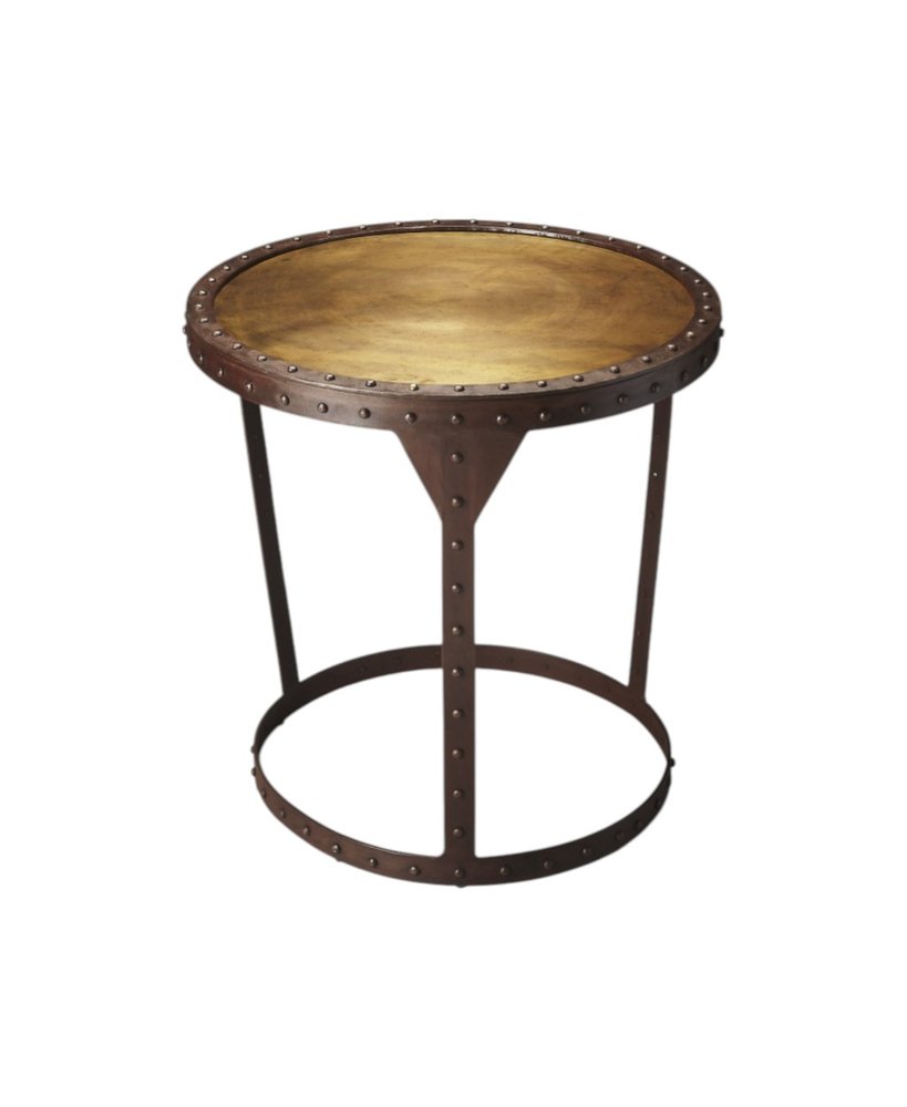Copper and Bronze Metal Round Pedestal End Table - 24-inch