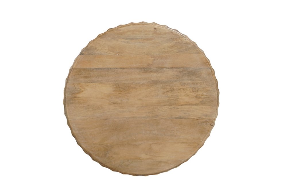 Brown Solid Wood Round Drum Coffee Table - 36-inch