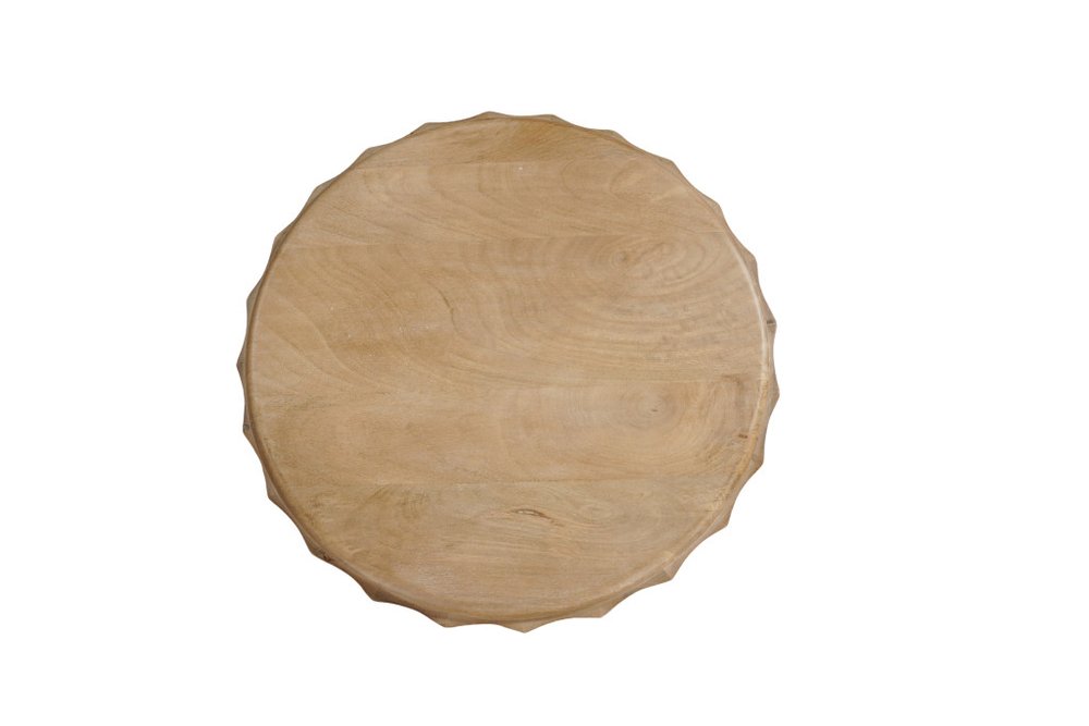 Brown Solid Wood Round Block End Table - 23-inch