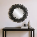 Black Wood Sunburst Framed Accent Mirror - 36-inch