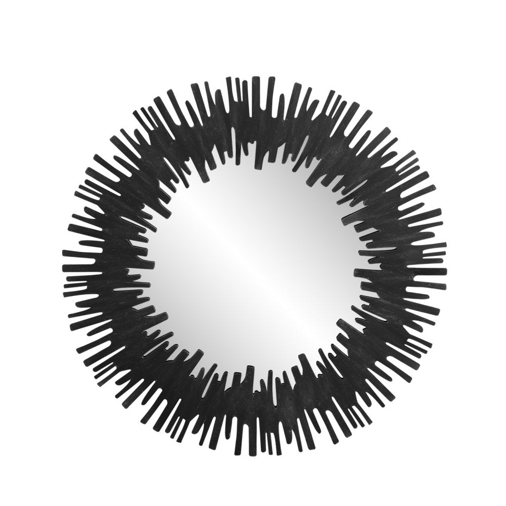 Black Wood Sunburst Framed Accent Mirror - 36-inch