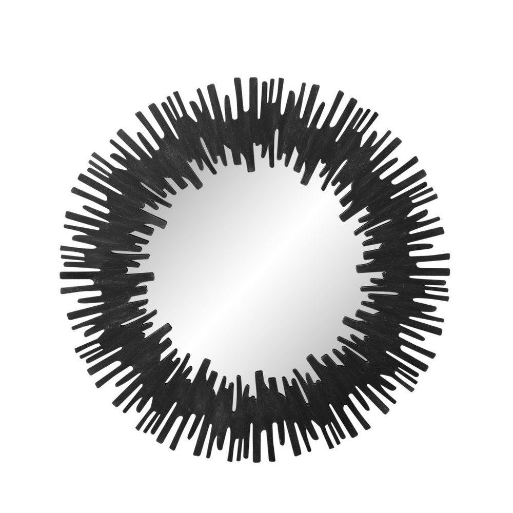 Black Wood Sunburst Framed Accent Mirror - 36-inch
