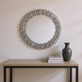 Silver Round Faux Crystal Bling Framed Accent Mirror - 20-inch