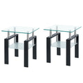 Clear and Black Glass and Steel Square End Table with Shelf - 20-inch