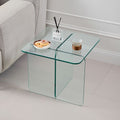 Clear Glass Square Cross Legs End Table - 16-inch