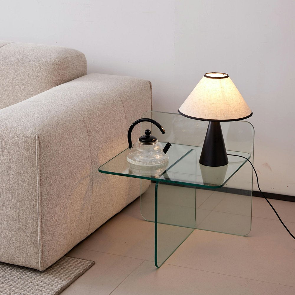 Clear Glass Square Cross Legs End Table - 16-inch