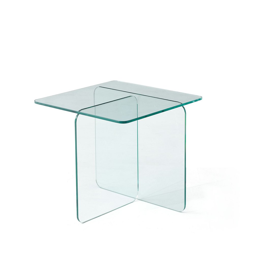 Clear Glass Square Cross Legs End Table - 16-inch