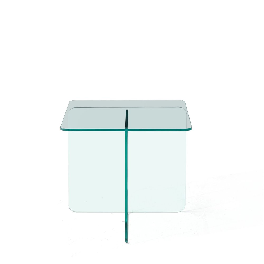 Clear Glass Square Cross Legs End Table - 16-inch