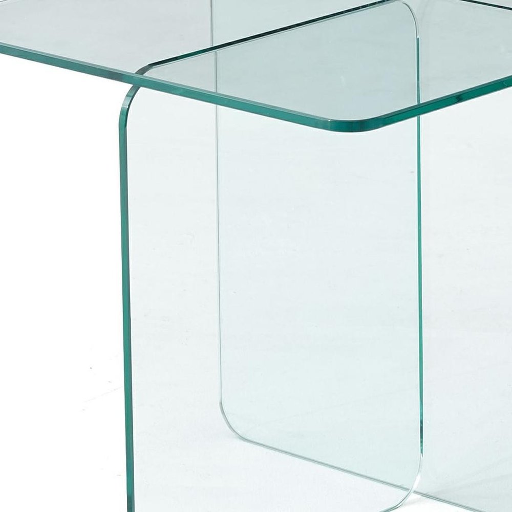 Clear Glass Square Cross Legs End Table - 16-inch