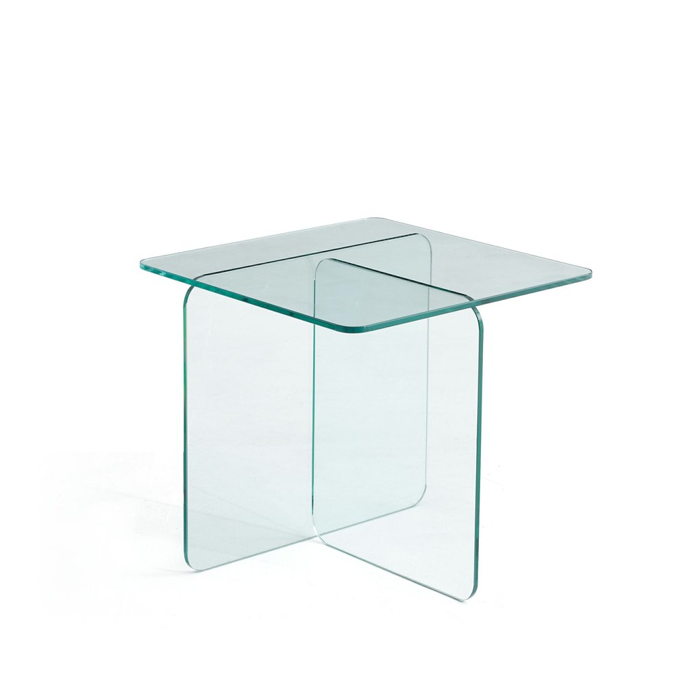 Clear Glass Square Cross Legs End Table - 16-inch