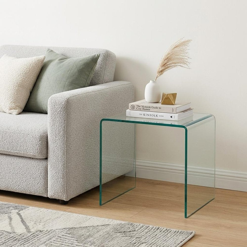 Clear Glass Frame End Table - 18-inch