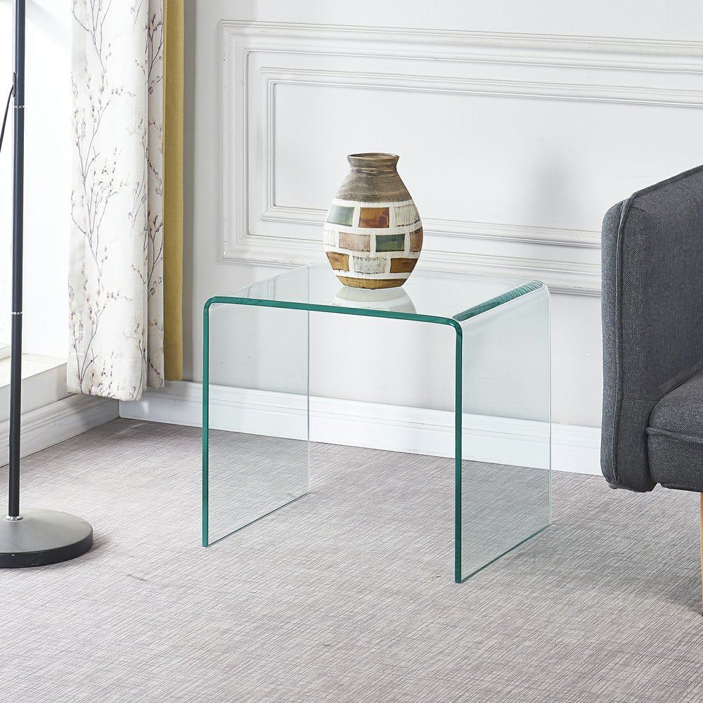 Clear Glass Frame End Table - 18-inch