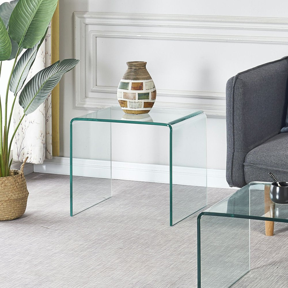 Clear Glass Frame End Table - 18-inch