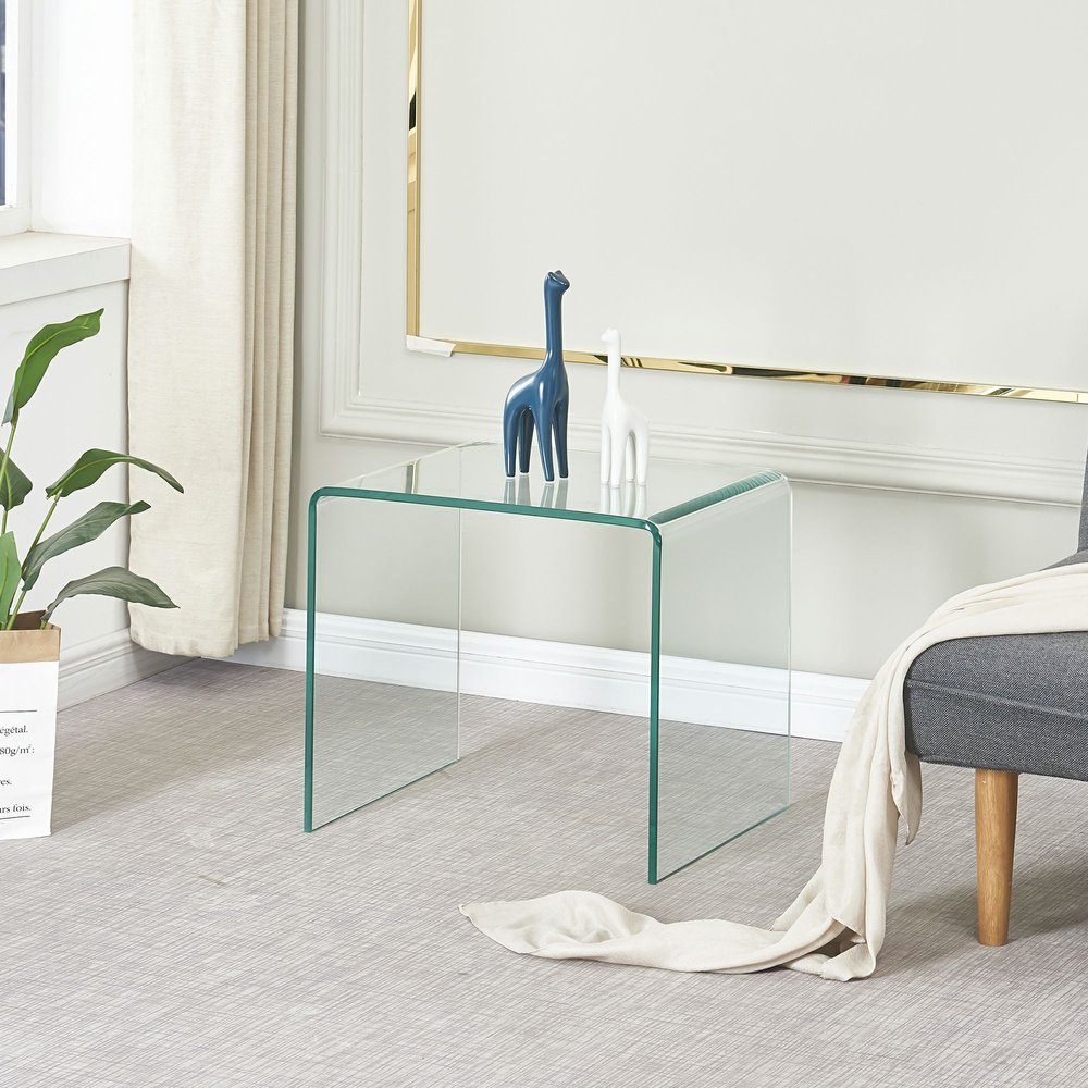 Clear Glass Frame End Table - 18-inch